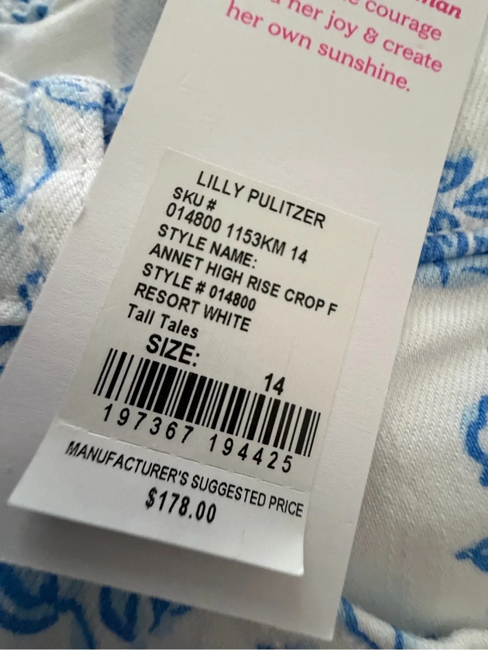 Lily Pulitzer Women's White Jeans with Blue Floral Print - Picture 3 of 3